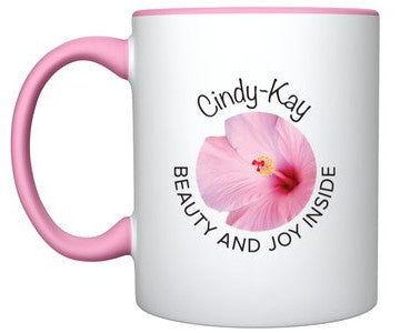 White mug with pink handle and pink interior