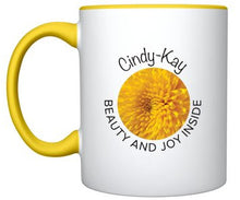 Load image into Gallery viewer, White mug with yellow handle and yellow interior
