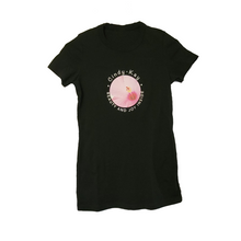 Load image into Gallery viewer, Black t-shirt with pink hibiscus
